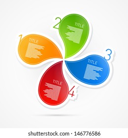 One, two, three, four, colorful vector paper progress steps for tutorial, infographics 