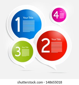 One, two, three, four, colorful vector paper progress steps for tutorial - infographics