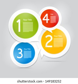 One, two, three, four, colorful vector paper progress steps for tutorial - infographics 