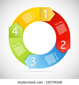 One, Two, Three, Four, Colorful Circle Vector Paper Progress Steps for Tutorial - Infographics 