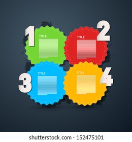 One, Two, Three, Four, Colorful Vector Paper Progress Steps for Tutorial, Infographics 