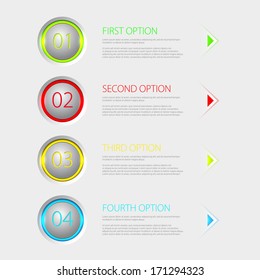 One two three four - colorful flat vector progress icons for four steps