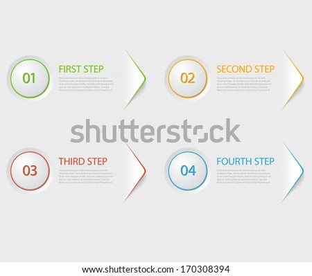 One two three four - colorful flat vector progress icons for four steps