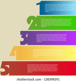 One Two Three Four Five, Progress colorful Icons for Five Steps, For Business and Technology Concept, Vector Illustration EPS 10.