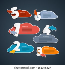 One, Two, Three, Four, Five, Six, Vector Paper Progress Steps for Tutorial, Infographics 