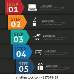 One two three four five- vector paper progress steps for tutorial