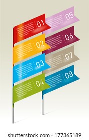 One, two, three, four, five, six, seven, eight, vector flag options on dark blue background