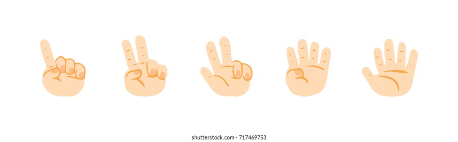 one two three four five, 1 2 3 4 5 hand sign. vector EPS10