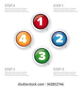 One two three four - progress steps vector button