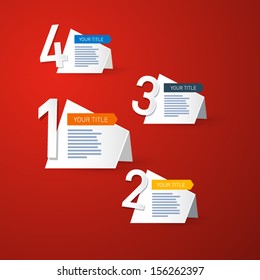 One, Two, Three, Four, Retro Vector Paper Progress Steps for Tutorial, Infographics 