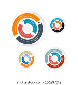 One, Two, Three, Four, Retro Vector Circle Paper Progress Steps for Tutorial, Infographics 
