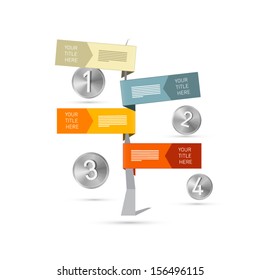 One, Two, Three, Four, Retro Vector Paper Progress Steps for Tutorial, Infographics 