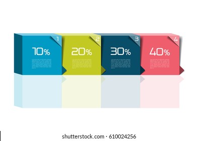 One, two, three, four step template. Step by step infographic boxes with numbers and text can be used for workflow layout, diagram, chart, number options. Vector.