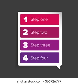 One two three four steps progress bar label