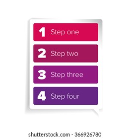One two three four steps progress bar label