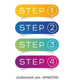 One Two Three Four steps progress vector buttons