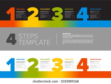 One two three four - vector progress template for four steps or options - dark and light version