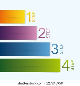 One, two, three, four - vector paper progress steps for tutorial. Numbering in colored lines.