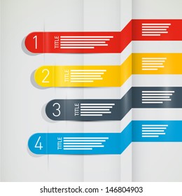 One, two, three, four, vector paper progress steps for tutorial, infographics 
