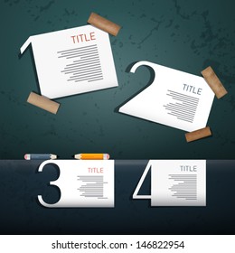 One, two, three, four, vector paper progress steps for tutorial, infographics 