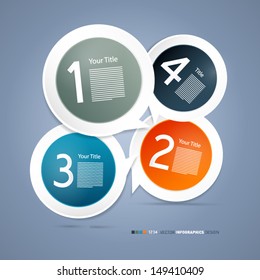 One, two, three, four, vector paper progress steps for tutorial - infographics 