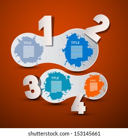 One, Two, Three, Four, Vector Paper Progress Steps for Tutorial, Infographics 