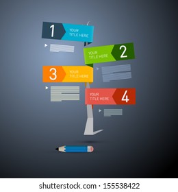 One, Two, Three, Four, Vector Steps for Tutorial, Infographics 