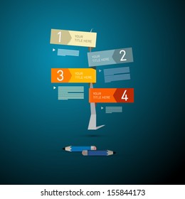 One, Two, Three, Four, Vector Steps for Tutorial, Infographics 