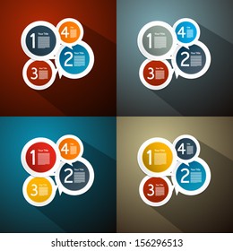 One, Two, Three, Four, Vector Steps for Tutorial, Infographics, Four Sets