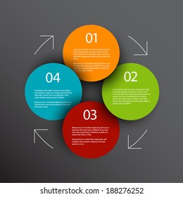 One two three four - vector progress icons for four steps with description