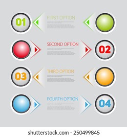 One two three four - vector button progress steps for tutorial