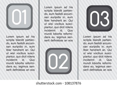 one, two and three numbers, stept by step. vector illustration