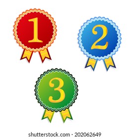 one two three place winner badges