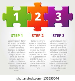 One two three progress icons for three steps. Vector illustration