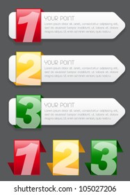 One, Two, Three Progress Labels / Icon in vectors