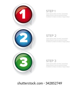 One two three - progress steps vector button