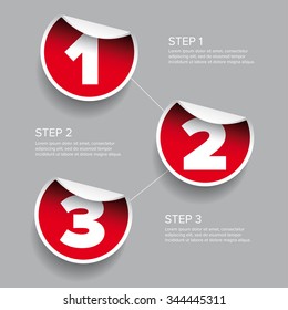 One two three - progress steps vector sticker
