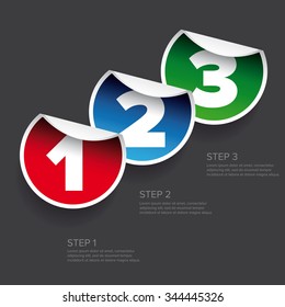 One two three - progress steps vector sticker