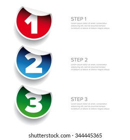 One two three - progress steps vector sticker