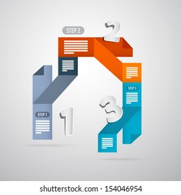 One, Two, Three, Retro Vector Paper Progress Steps for Tutorial, Infographics