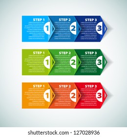 One two three - Set of three version - vector paper progress steps for tutorial