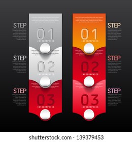 One two three - Set of three version - vector paper progress steps for tutorial