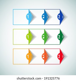 One two three - Set of three version - vector paper progress steps for tutorial