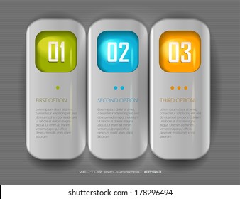 One, two, three silver options on gray background