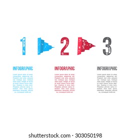 One Two Three - Vector option progress bar template - Three grunge vector steps with sample text - Infographic resource