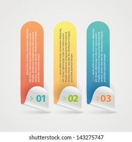 One two three, vector paper origami progress banner