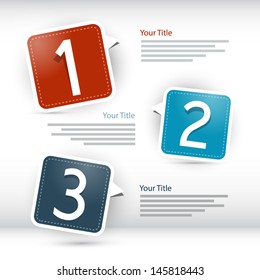 One, two, three, vector paper progress steps for tutorial, infographics