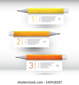 One, two, three, vector paper progress steps for tutorial, infographics