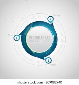 One two three  - vector paper progress steps for business presentations. Cyclical process. Teamwork. Web design template. Abstract Colorful Background