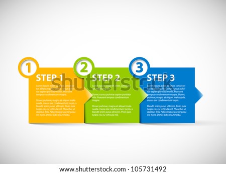 One two three - vector paper progress steps for tutorial